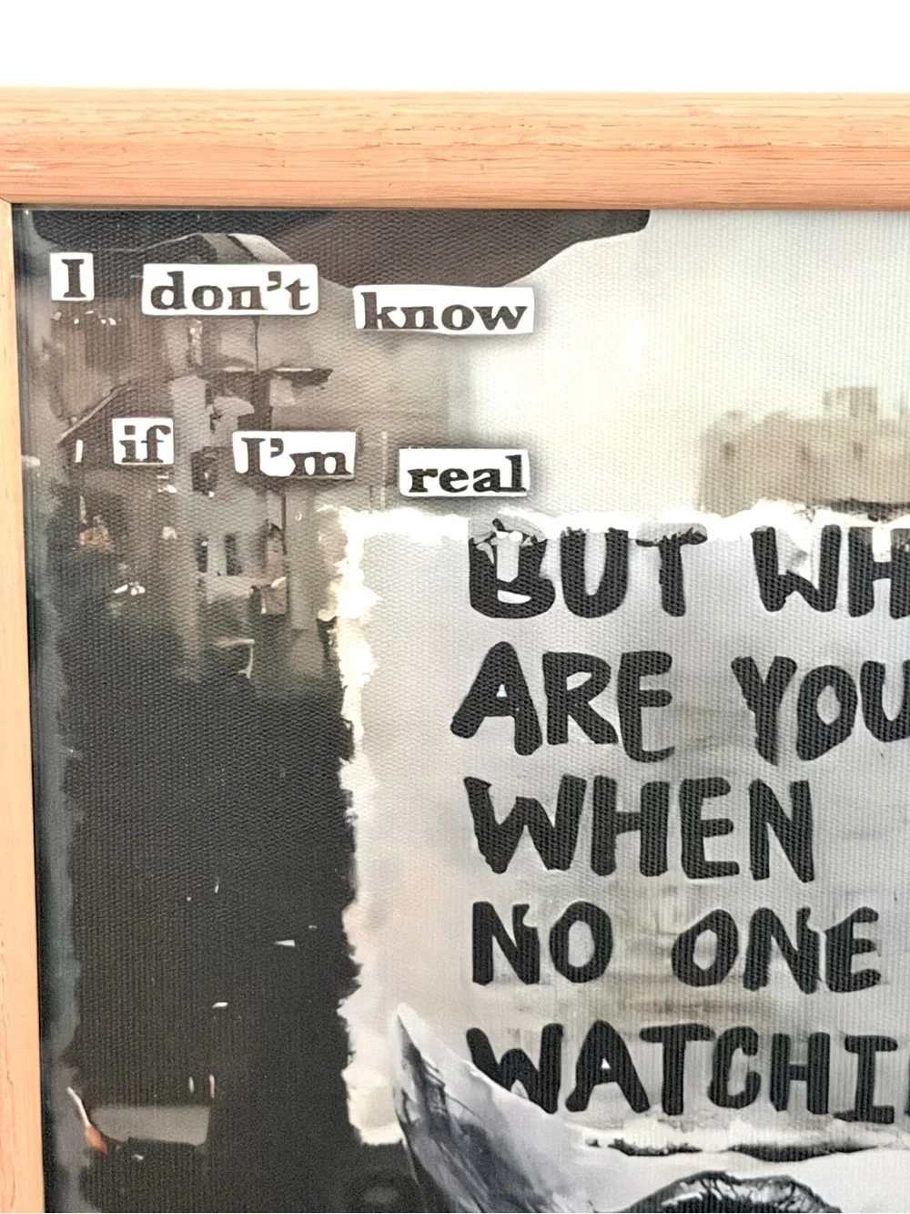 But Who Are You When No One’s Watching Canvas Art Print Peach Wood Framed Art